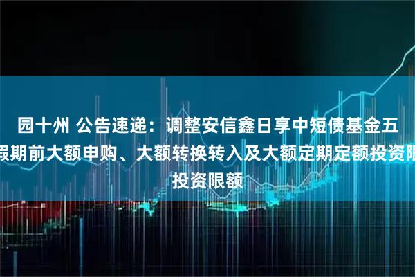 园十州 公告速递：调整安信鑫日享中短债基金五一假期前大额申购、大额转换转入及大额定期定额投资限额